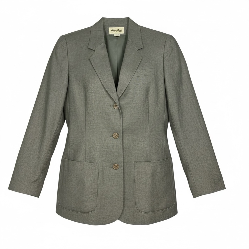 Eddie Bauer Vintage Linen Olive Blazer Size Medium Old Money Quiet Luxury Office